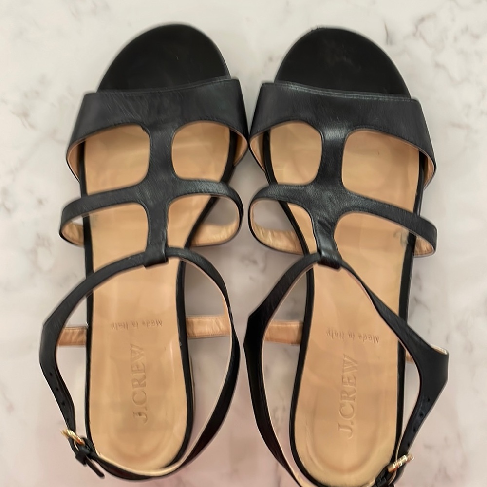 Black J. Crew leather sandal size 8